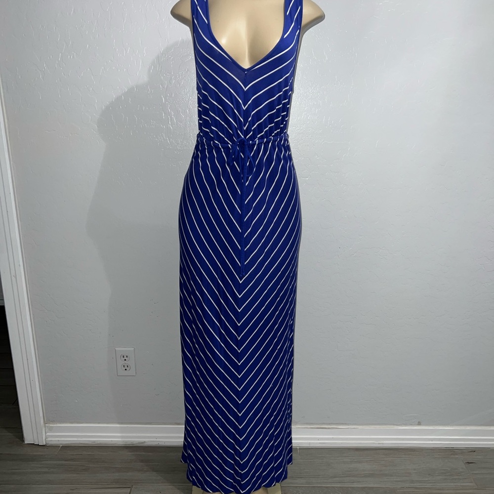 Merona Blue Striped Tie Waist Maxi Dress in Small